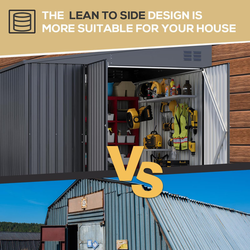 AECOJOY 8 Ft. X 10 Ft. Large Outdoor Lean To Storage Shed